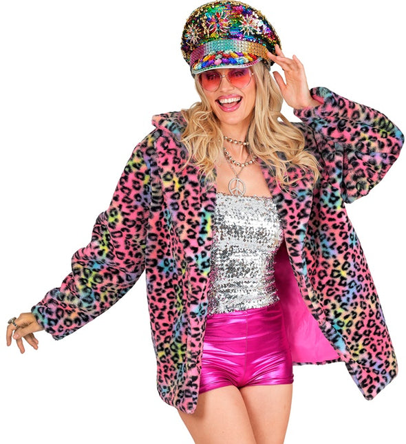 Pelzmantel Plüsch Multi Leopard