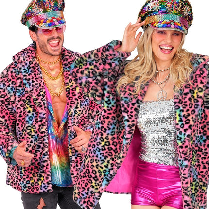 Pelzmantel Plüsch Multi Leopard