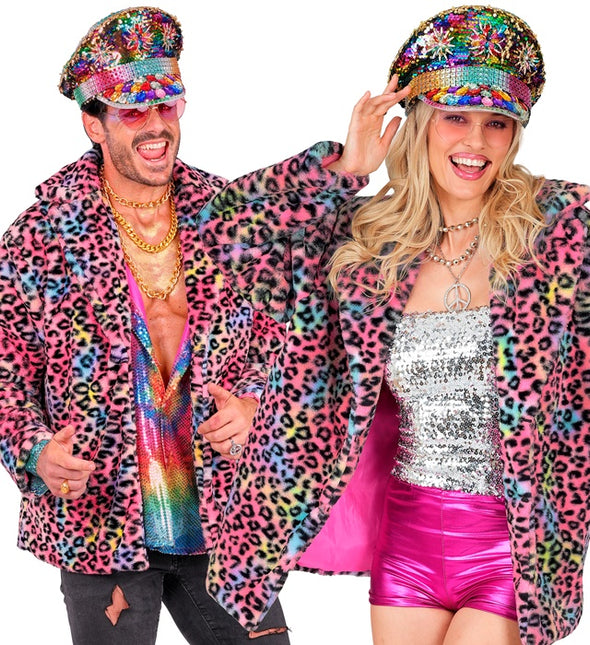 Pelzmantel Plüsch Multi Leopard