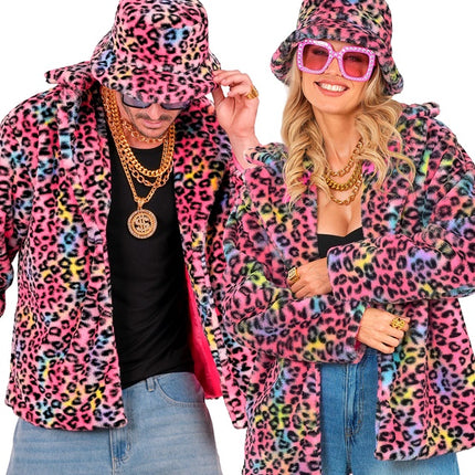 Pelzmantel Plüsch Multi Leopard