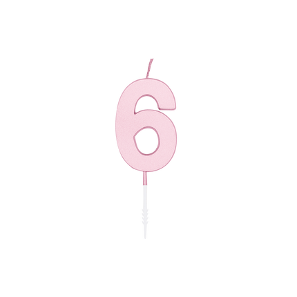 6-Jahres-Kerze, Pastellrosa, 4,5 cm