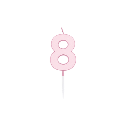 8-Jahre-Kerze, Pastellrosa, 4,5 cm