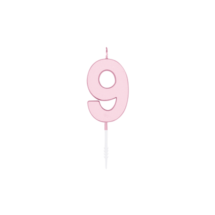 9-Jahres-Kerze, Pastellrosa, 4,5 cm
