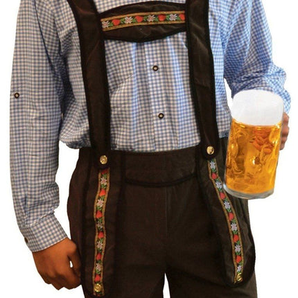 Lederhose Dunkelbraun Kurz + Bluse Blau