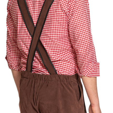 Lederhose Johann mit verstellbaren Hosenträgern Dunkelbraun Kurz