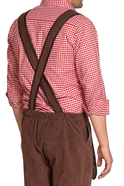 Lederhose Johann mit verstellbaren Hosenträgern Dunkelbraun Kurz
