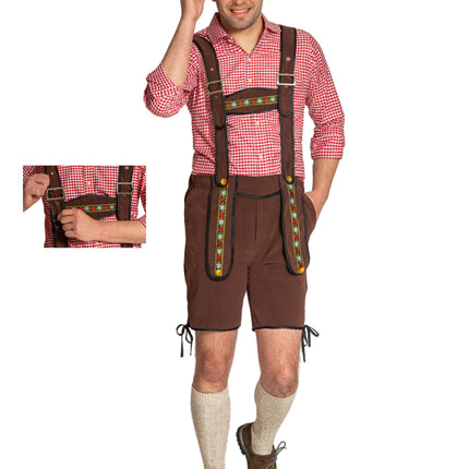 Lederhose Johann mit verstellbaren Hosenträgern Dunkelbraun Kurz