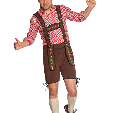 Lederhose Johann mit verstellbaren Hosenträgern Dunkelbraun Kurz