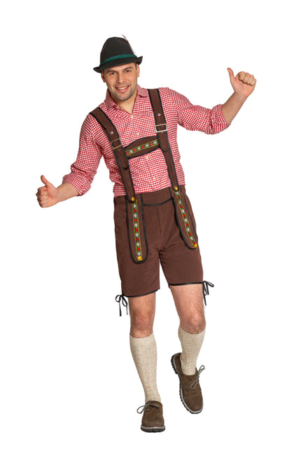 Lederhose Johann mit verstellbaren Hosenträgern Dunkelbraun Kurz