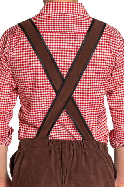 Lederhose Johann mit verstellbaren Hosenträgern Dunkelbraun Lang