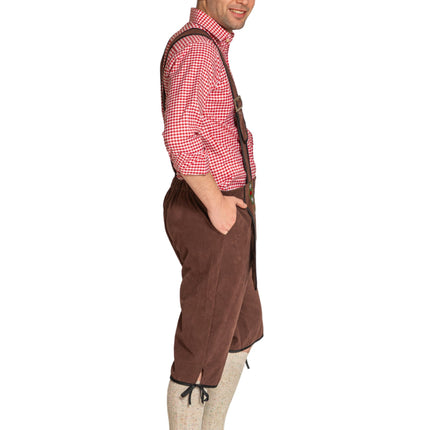 Lederhose Johann mit verstellbaren Hosenträgern Dunkelbraun Lang