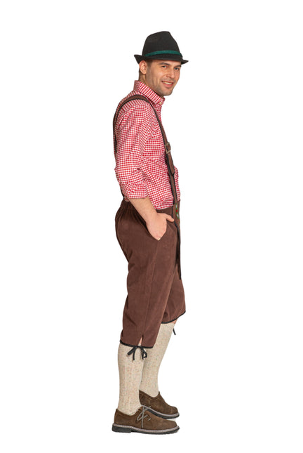 Lederhose Johann mit verstellbaren Hosenträgern Dunkelbraun Lang