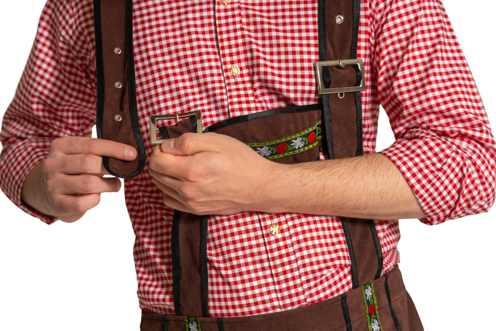 Lederhose Johann mit verstellbaren Hosenträgern Dunkelbraun Lang