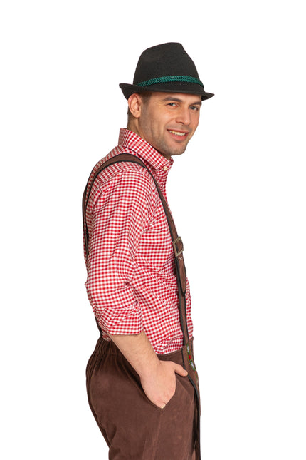 Lederhose Johann mit verstellbaren Hosenträgern Dunkelbraun Lang