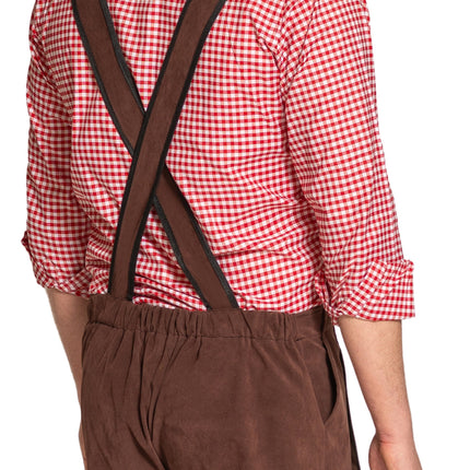 Lederhose Johann mit verstellbaren Hosenträgern Dunkelbraun Lang