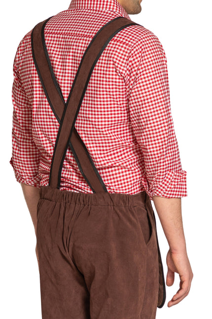 Lederhose Johann mit verstellbaren Hosenträgern Dunkelbraun Lang