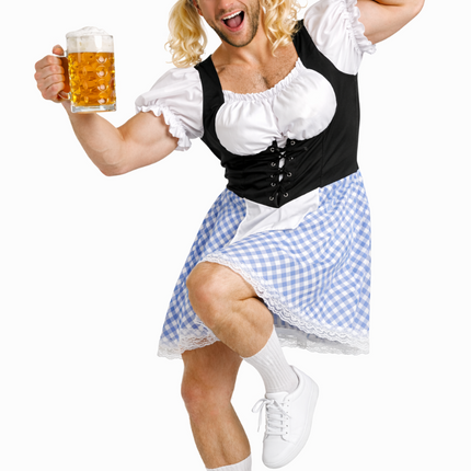 Blaues Dirndl-Kleid für Männer zum Oktoberfest