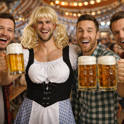 Blaues Dirndl-Kleid für Männer zum Oktoberfest