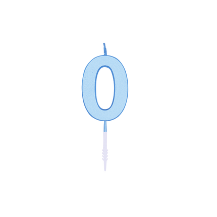 0-Jahre-Kerze, Blau-Pastell, 4,5 cm