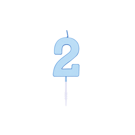 2-Jahres-Kerze, Blau-Pastell, 4,5 cm