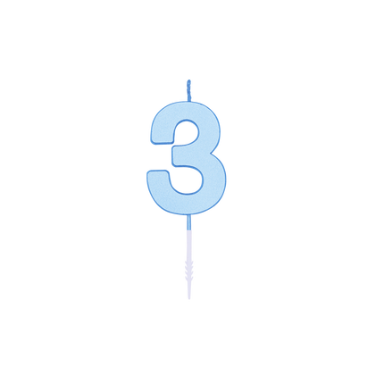 3-Jahres-Kerze, Blau-Pastell, 4,5 cm