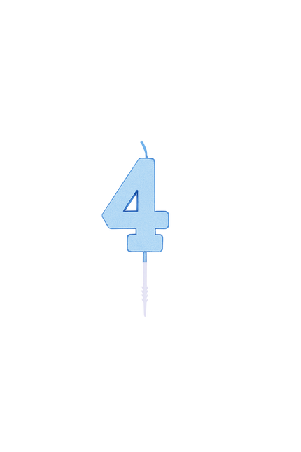 4-Jahres-Kerze, Blau-Pastell, 4,5 cm