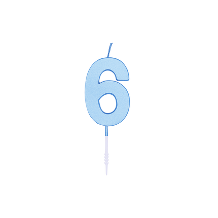 6-Jahres-Kerze, Blau-Pastell, 4,5 cm
