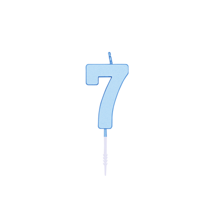 7-Jahres-Kerze, Blau-Pastell, 4,5 cm