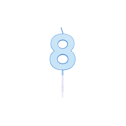 8-Jahre-Kerze, Blau-Pastell, 4,5 cm