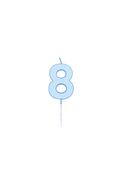 8-Jahre-Kerze, Blau-Pastell, 4,5 cm