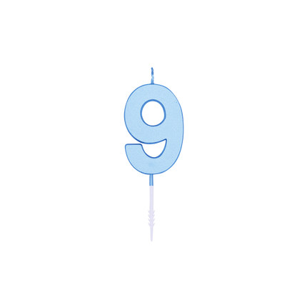 9-Jahres-Kerze, Blau-Pastell, 4,5 cm