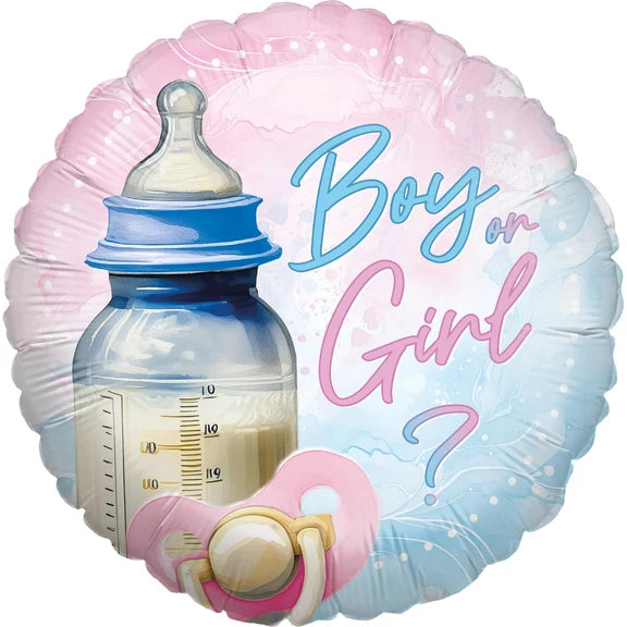 Babyparty-Heliumballon „Junge oder Mädchen“ (leer), 45 cm