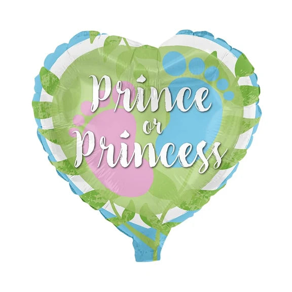 Gender-Reveal-Heliumballon, grünes Herz, „Price“ oder „Princess“, leer, 78 cm