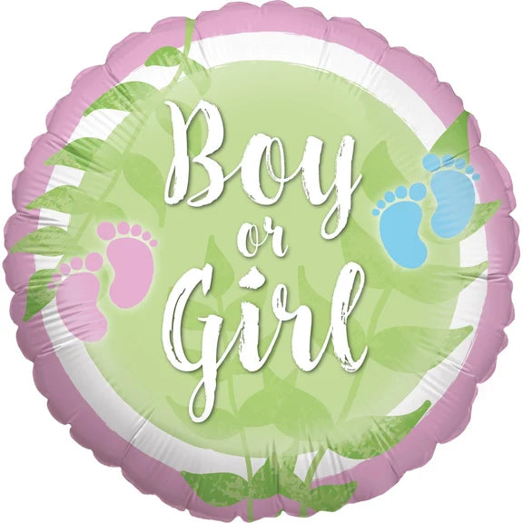 Gender-Reveal-Heliumballon, grün, Junge oder Mädchen, leer, 45 cm