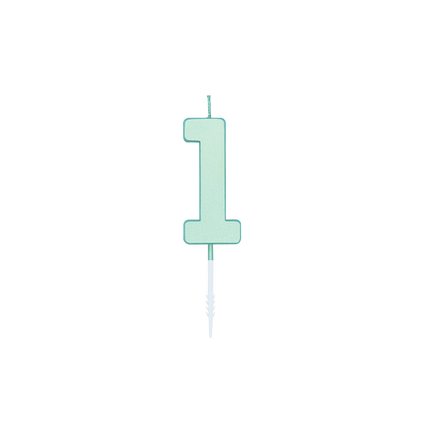1-Jahres-Kerze, mintgrün, pastell, 4,5 cm