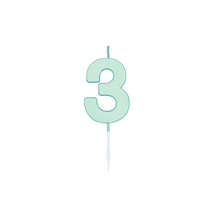 3-Jahres-Kerze, mintgrün, pastell, 4,5 cm