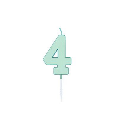 4-Jahres-Kerze, mintgrün, pastellfarben, 4,5 cm