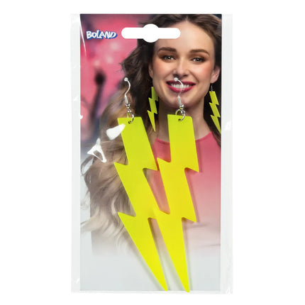 Ein Paar Ohrringe „Flash“ in Neongelb, UV-leuchtend