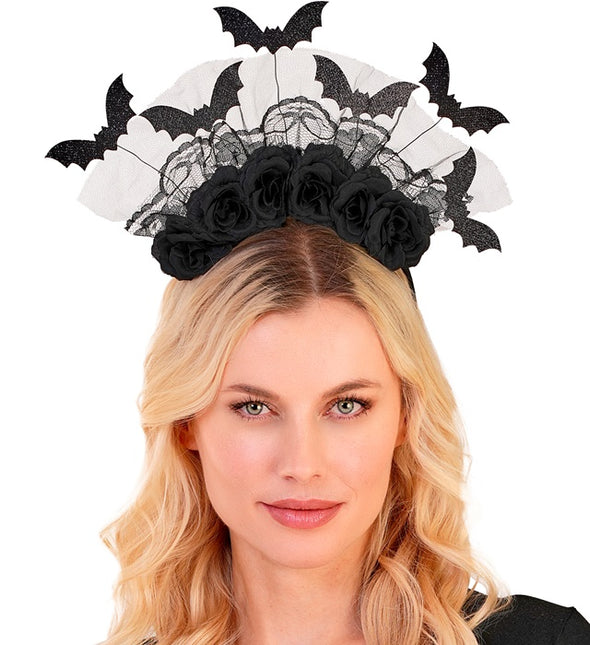 STIRNBAND FLEDERMÄUSE UND SCHWARZE ROSEN