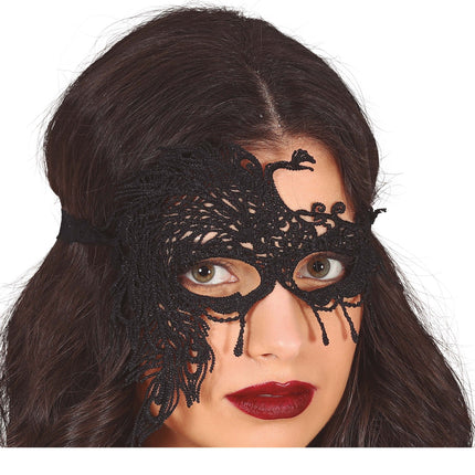 Schwarze Augenmaske Spitze halb