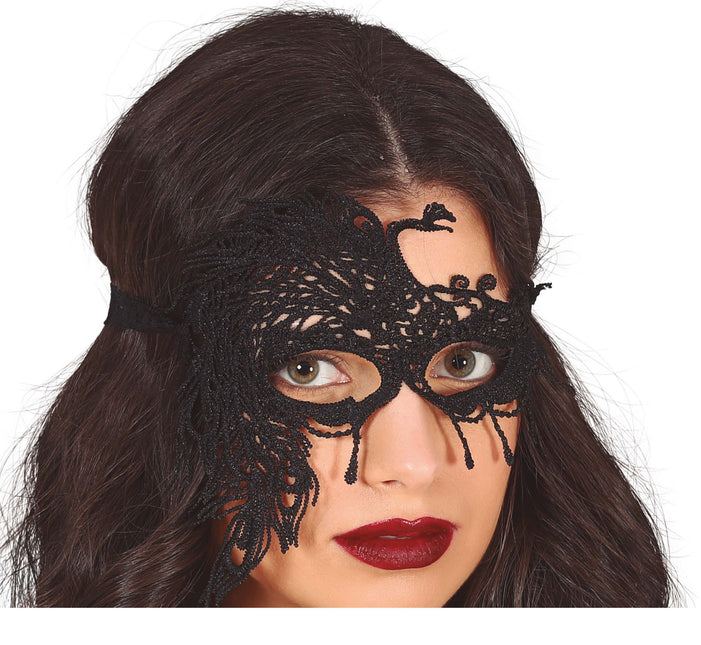 Schwarze Augenmaske Spitze halb