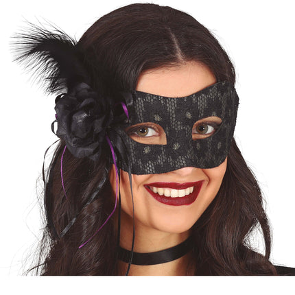 Schwarze Augenmaske Feder