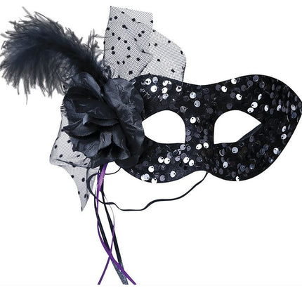 Schwarze Augenmaske Blume Pailletten