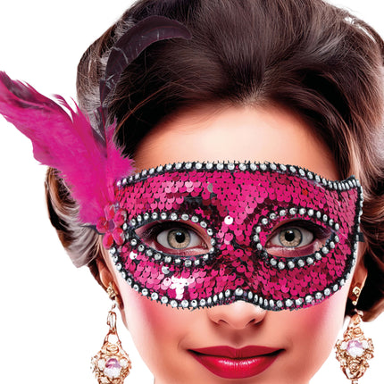 Rosa Augenmaske Federn Erwachsene
