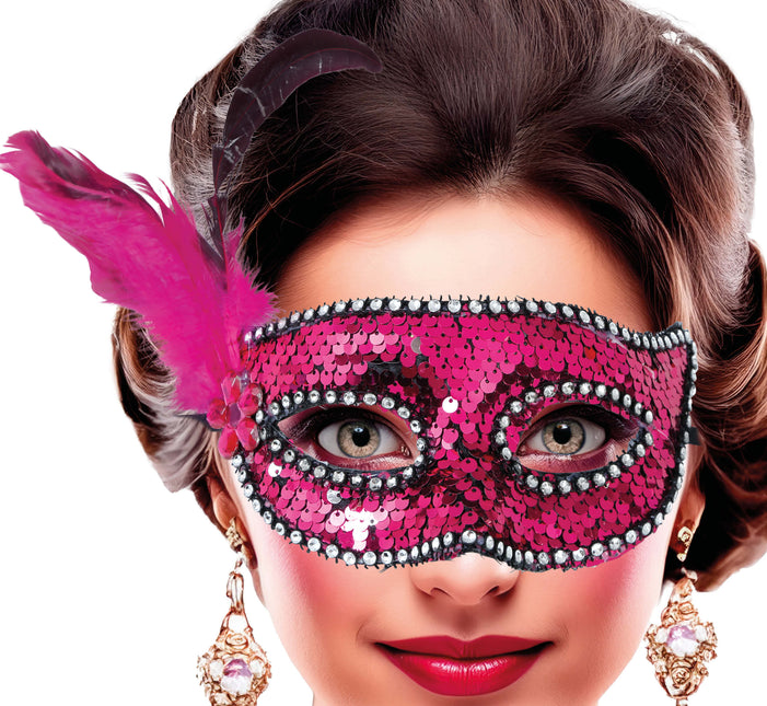 Rosa Augenmaske Federn Erwachsene