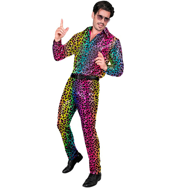 PAILLETTENHOSE REGENBOGEN LEOPARD