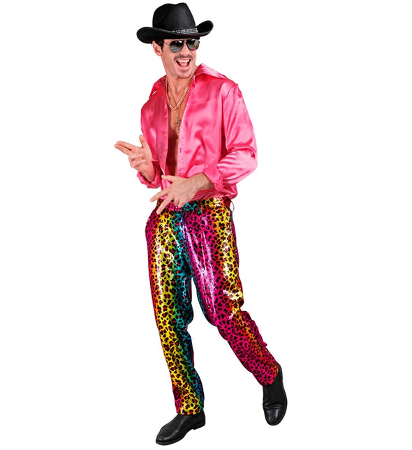 PAILLETTENHOSE REGENBOGEN LEOPARD