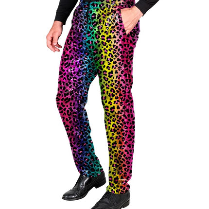 PAILLETTENHOSE REGENBOGEN LEOPARD