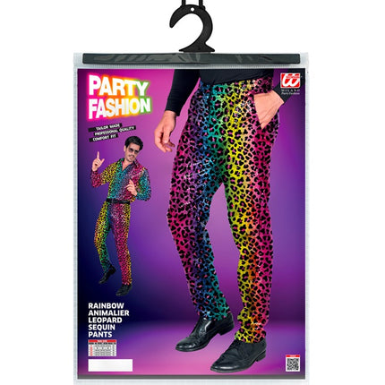 PAILLETTENHOSE REGENBOGEN LEOPARD