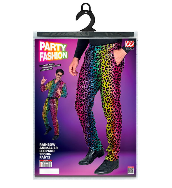 PAILLETTENHOSE REGENBOGEN LEOPARD